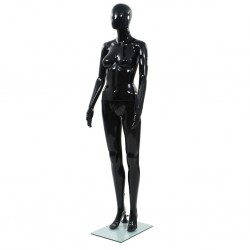 Sonata Женски манекен в цял ръст, стъклена основа, черен гланц, 175 см - Обзавеждане на Бизнес обекти