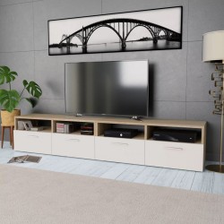 Sonata ТВ шкафове, 2 бр, ПДЧ, 95x35x36 см, цвят дъб и бяло - ТВ Шкафове
