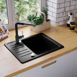 Sonata Гранитна кухненска мивка с едно корито, черна - Мивки и Смесители
