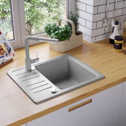 Sonata Гранитна кухненска мивка с едно корито, сива - Мивки и Смесители