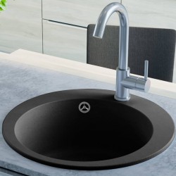 Sonata Гранитна кухненска мивка с едно корито, кръгла, черна - Мивки и Смесители