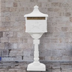 Sonata Алуминиева пощенска кутия на стойка винтидж неръждаема бяла - Аксесоари за градина