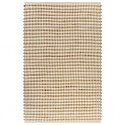 Sonata Ръчно тъкан килим от юта, текстил, 120x180 см, естествен и бял - Килими, Мокети и Подложки