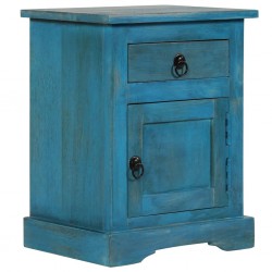 Sonata Нощно шкафче, мангово дърво масив, 40х30х50 см, синьо - Нощни шкафчета