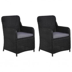 Sonata Външни столове с възглавници, 2 бр, полиратан, черни - Градински столове