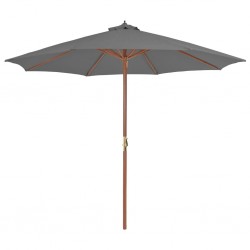 Sonata Градински чадър с дървен прът, 300 см, антрацит - Сенници и Чадъри