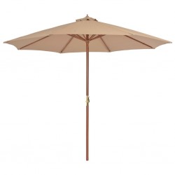 Sonata Градински чадър с дървен прът, 300 см, таупе - Сенници и Чадъри