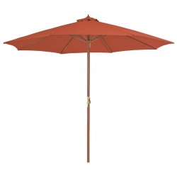 Sonata Градински чадър с дървен прът, 300 см, теракота - Сенници и Чадъри