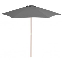 Sonata Градински чадър с дървен прът, 270 см, антрацит - Сенници и Чадъри