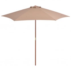 Sonata Градински чадър с дървен прът, 270 см, таупе - Сенници и Чадъри