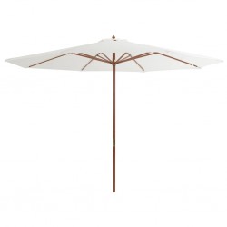 Sonata Градински чадър с дървен прът, 350 см, пясъчнобял - Сенници и Чадъри
