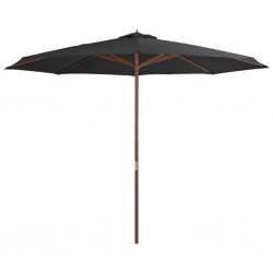 Sonata Градински чадър с дървен прът, 350 см, антрацит - Сенници и Чадъри