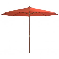Sonata Градински чадър с дървен прът, 350 см, теракота - Сенници и Чадъри
