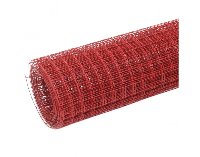 Sonata Стоманена мрежа PVC покритие квадратни отвори 25x0,5 м червена -