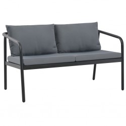 Sonata 2-местен градински диван с възглавници, сив, алуминий - Градински Дивани и Пейки