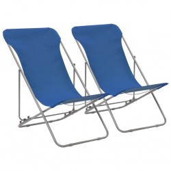 Sonata Сгъваеми плажни столове, 2 бр, стомана и оксфорд тъкан, сини - Двор и Градина