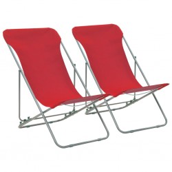 Sonata Сгъваеми плажни столове, 2 бр, стомана и оксфорд тъкан, червени - Двор и Градина