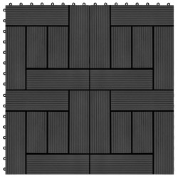 Sonata 11 бр декинг плочки, WPC, 30x30 см, 1 кв.м., черни - Подови настилки