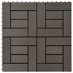 Sonata 11 бр декинг плочки, WPC, 30x30 см, 1 кв.м., тъмнокафяви - Подови настилки
