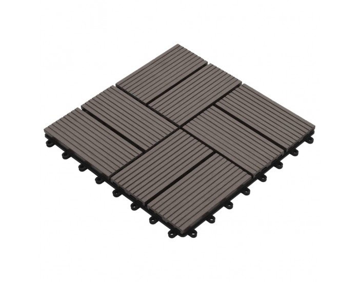 Sonata 11 бр декинг плочки, WPC, 30x30 см, 1 кв.м., тъмнокафяви -
