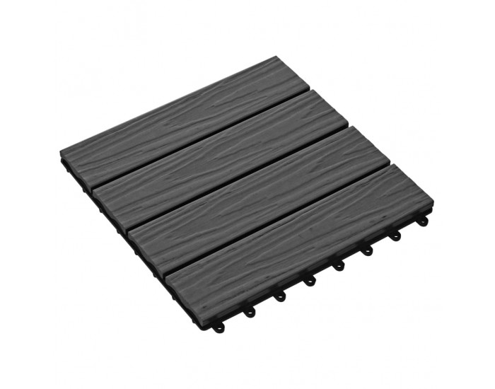 Sonata WPC декинг плочки релефни, 11 бр, 30x30 см 1 кв.м. черни -