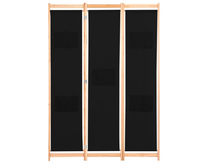 Sonata Параван за стая, 3 панела, черен, 120x170x4 cм, текстил -