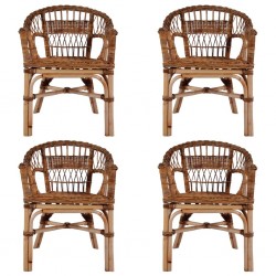 Sonata Градински столове, 4 бр, естествен ратан, кафяви - Градински столове