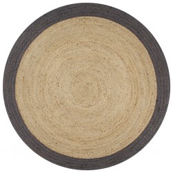 Sonata Ръчно тъкан килим от юта, тъмносив кант, 120 см - Килими, Мокети и Подложки