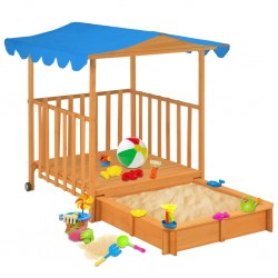 Sonata Детска къща за игра с пясъчник, дърво, синьо, UV50 - Външни Структури