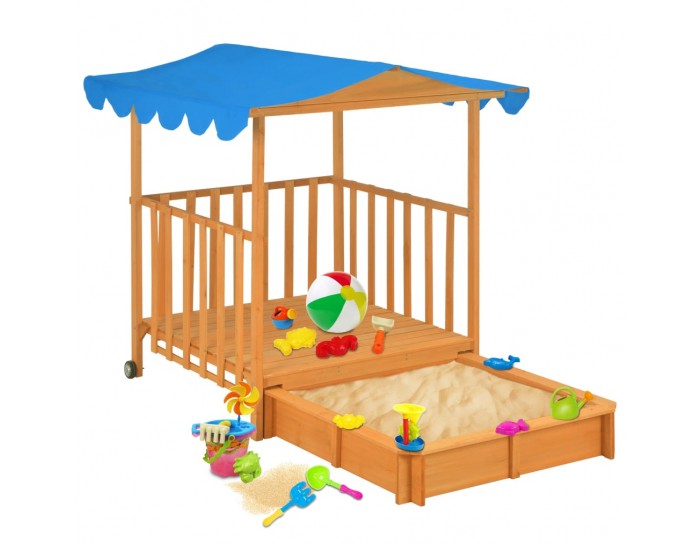 Sonata Детска къща за игра с пясъчник, дърво, синьо, UV50 -