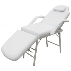 Стол за процедури с регулируема облегалка и поставка за крака, бял - Обзавеждане на Бизнес обекти