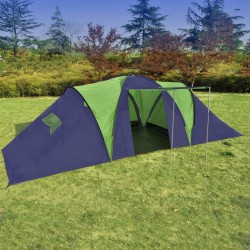 Полиестерна палатка за къмпинг за 9 човека, цвят синьо-зелен - Палатки