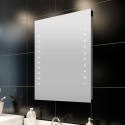 Стенно огледало за баня със LED светлини, 60 x 80 см (Д х В) - Огледала