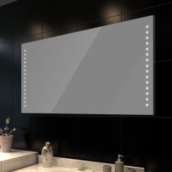 Стенно огледало за баня със LED светлини, 100 x 60 см (Д х В) - Огледала