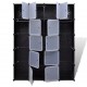 Sonata Модулен гардероб с 14 отделения, черно-бял, 37x146x180,5 см -