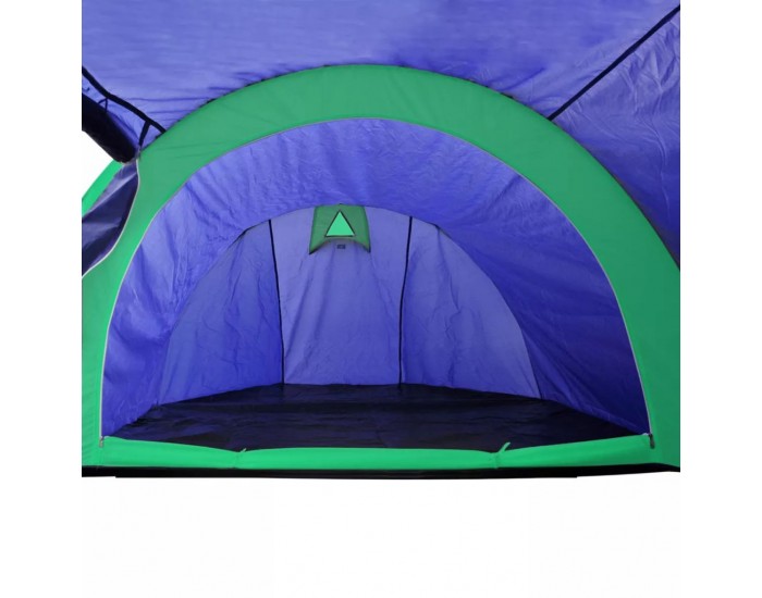 Водоустойчива палатка за къмпинг за 4 човека, цвят морско син/зелен -