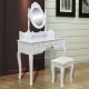 Sonata Тоалетка с огледало и табуретка, 7 чекмеджета, бяла -