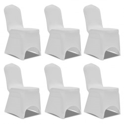 Еластични калъфи за столове, бели – 6 броя - Калъфи за мебели