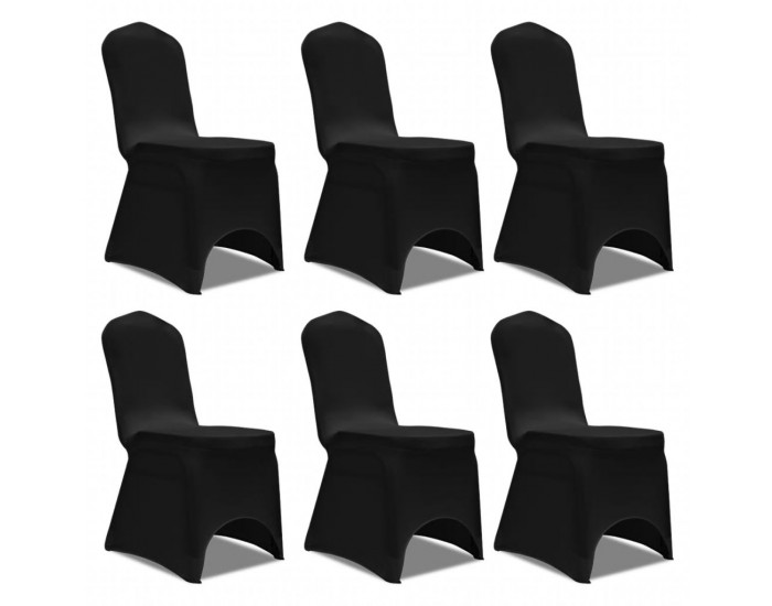 Еластични калъфи за столове, черни – 6 броя -