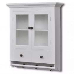 Sonata Кухненски дървен шкаф със стъклена врата, бял - Кухненски шкафове