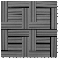 WPC декинг плочки за 1 кв. м, 11 бр, 30 x 30 см, сиви - Подови настилки