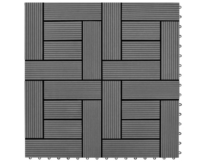WPC декинг плочки за 1 кв. м, 11 бр, 30 x 30 см, сиви -