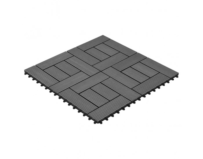 WPC декинг плочки за 1 кв. м, 11 бр, 30 x 30 см, сиви -