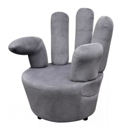 Sonata Стол във формата на ръка, кадифе, сив - Мека мебел
