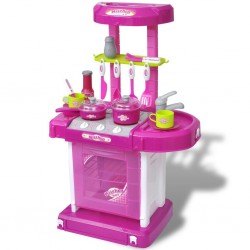 Детска кухня за игра със светлинни и звукови ефекти, розов цвят - Детски играчки