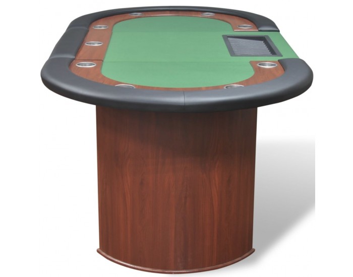Sonata Покер маса за 10 играчи с дилър зона и табла за чипове, зелена -