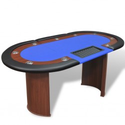 Sonata Покер маса за 10 играчи с дилър зона и табла за чипове, синя - Спортни Игри