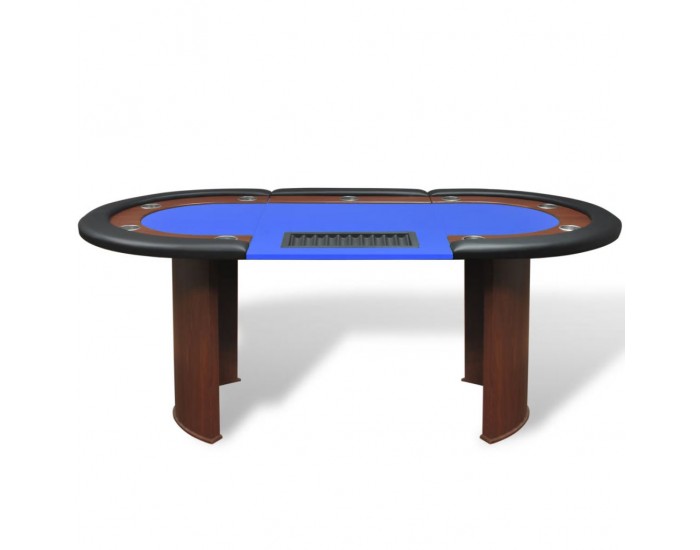 Sonata Покер маса за 10 играчи с дилър зона и табла за чипове, синя -