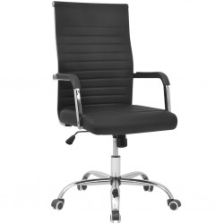 Oфис стол от изкуствена кожа 55 х 63 см, черен цвят - Столове