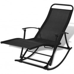 Sonata Градински люлеещ се стол, стомана и textilene, черен - Градински столове